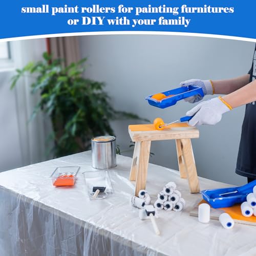 Mister Rui 25Pc 2" Foam Paint Roller Kit with Tray Liners & Sponge Brushes - size: 2 Inch,25 Pack