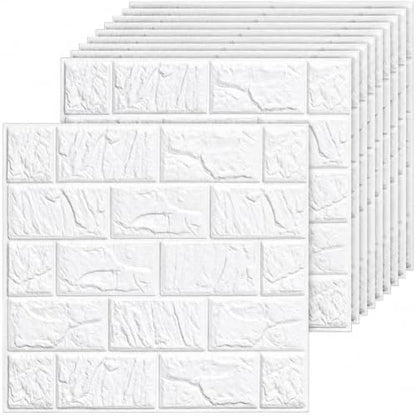 3D Wall Panels Peel and Stick Faux Foam Brick Wallpaper Covering - color: White, size: 40 Pcs