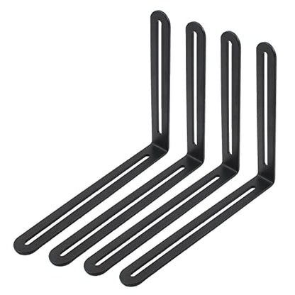 4 PCS Adjustable L-Shape Corner Brace, ULIFESTAR Heavy Duty Thicken Stainless Steel Joint Right Angle Brackets L Slotted Support Shelf Bracket for PC Case,Fixing Furniture-165x200x3mm/6.5x7.87x0.12'' - size: Black 6.5 x 7.87 x 0.12 inches