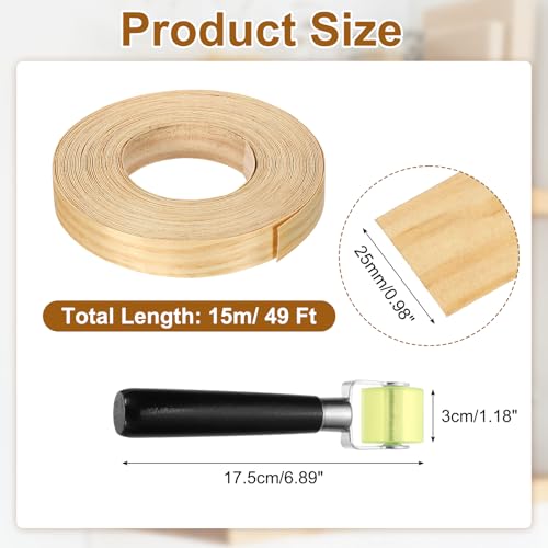 uxcell 1" x 49 ft Wood Edge Banding Pre-Glued Iron On Edging Strip Pine - color: Pine, size: 1" x 49 ft
