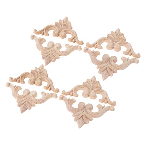 8Pcs Wood Carved Appliques Onlays Small Corner Carving Decals for Furniture - size: 6x6cm/2.36"x2.36"