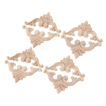 8Pcs Wood Carved Appliques Onlays Small Corner Carving Decals for Furniture - size: 6x6cm/2.36"x2.36"