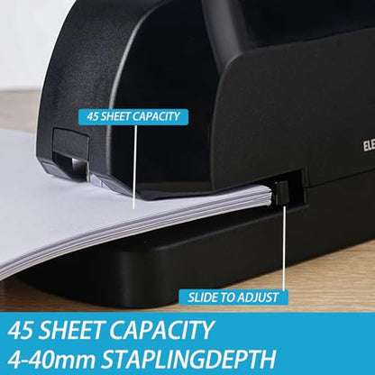 Heavy Duty Electric Stapler Value Pack, 45 Sheet Capacity, Includes 1500 Staples & Staple Remover, No-Jam, Faster Stapling, Automatic Stapler Desktop,AC Adapter Powered (Black) - color: Black