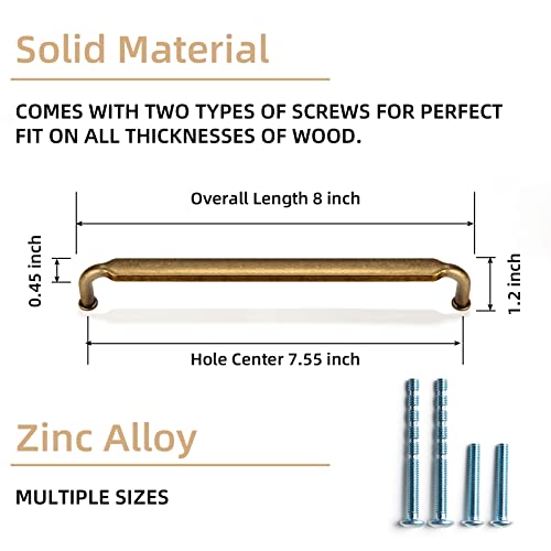 Goo-Ki 6 Pack 7-1/2 Inch （192mm） Hole Center Cabinet Pulls Antique Brass Zinc Alloy Kitchen Drawer Pulls Drawer Handles 7.9 Inch Length 2202-GT-192 - color: Antique Brass, size: 7-1/2 Inch Hole Centers