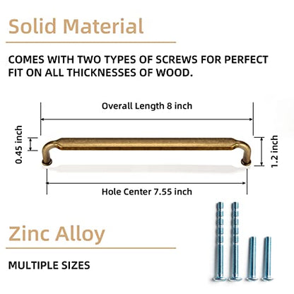 Goo-Ki 6 Pack 7-1/2 Inch （192mm） Hole Center Cabinet Pulls Antique Brass Zinc Alloy Kitchen Drawer Pulls Drawer Handles 7.9 Inch Length 2202-GT-192 - color: Antique Brass, size: 7-1/2 Inch Hole Centers