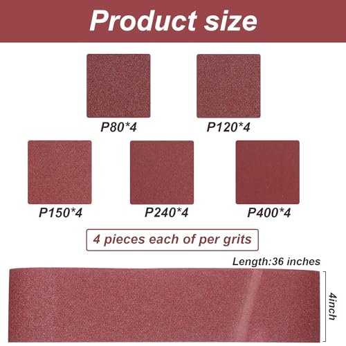 Blulu 44 Pieces 4 x 36 in Sanding Belts and 6 in Self-Adhesive Discs Set