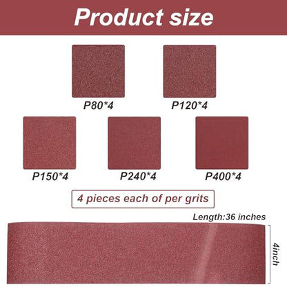 Blulu 44 Pieces 4 x 36 in Sanding Belts and 6 in Self-Adhesive Discs Set