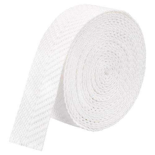 BENECREAT Cotton and Polycotton Webbing - Jacquard and Flat Webbing Striped Pattern for Bag Handles - color: White