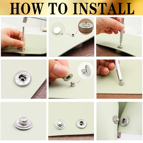 NXTOV Metal Snap Buttons with Hammer, Setter Tools, 120 Sets, 15 mm - style: 15mm with Hammer