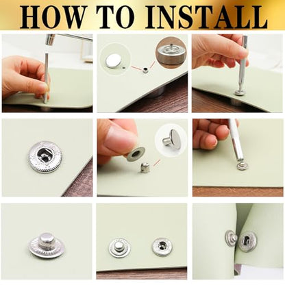 NXTOV Metal Snap Buttons with Hammer, Setter Tools, 120 Sets, 15 mm - style: 15mm with Hammer