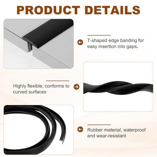 uxcell T Rubber Trim Molding 23/32 Inch x 20ft Edge Banding Trims Black - color: Black, size: 23/32 Inch x 20 ft