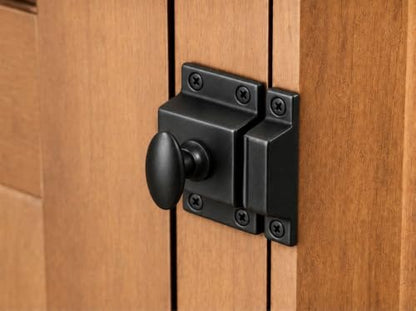 QCAA Oval Turn Cabinet Latch, for Cupboard & Other Furniture, Large, Matte Black, Made in Taiwan, 1 Pack - color: Matte Black, size: 1pack-large