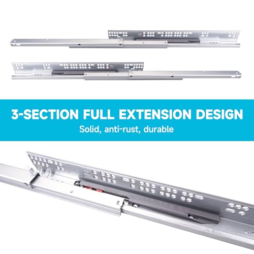 Hitess 6 Pair 21 Inch Undermount Soft Close Drawer Slides Full Extension - size: 21 Inch