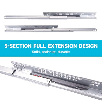 Hitess 6 Pair 21 Inch Undermount Soft Close Drawer Slides Full Extension - size: 21 Inch