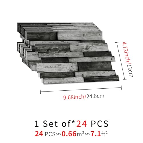 Peel and Stick Backsplash Tile Wall Stickers 24pcs 9.68x4.72 inch - color: Hzw-xy-htp-102