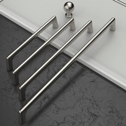 Amerdeco 10 Pack Brushed Satin Nickel Cabinet Pulls 8.8" - color: Brushed Satin Nickel, size: 8.8" hole center