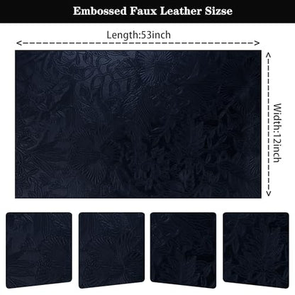 HGUAN Embossed Faux Leather Sheets 12"X52"(30cm X 133cm),Faux Leather Very Suitable for Making DIY Bow,Leather Earrings Sewing Crafts Projects (Black) - color: Black