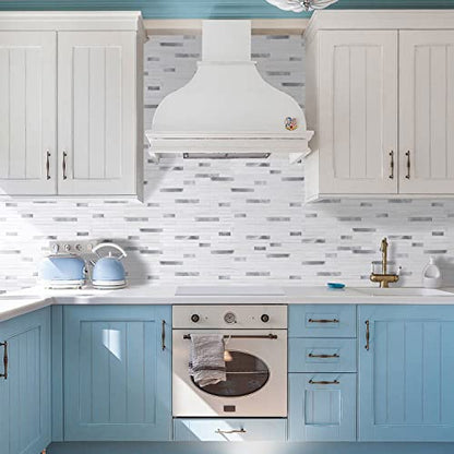 STICKGOO Peel and Stick Backsplash Tile, Stick on Backsplash for Kitchen and Bathroom, Dolomite White Marble Look PVC Mixed Metal Silver Self Adhesive Wall Tiles(10 Sheets) - color: Dolomite White Marble Mixed Metal Silver