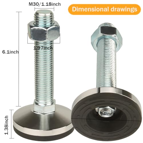 Heavy Duty Leveling Screw Leg,Leg Leveler 3.94" Dia Base,Adjustable Leveling feet M30 Thread, 5500 Lb Capacity,Capacity for Workbench, Machine, Cabinet (D100xM30x150,2 Pcs,Black) - size: D100xM30x150,2 Pcs