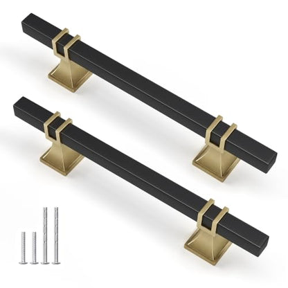 25 Pack 3-3/4 Inch Black and Champagne Bronze Cabinet Pulls - color: Black & Champagne Bronze, size: 3-3/4 inch (96mm) Hole Center Pull