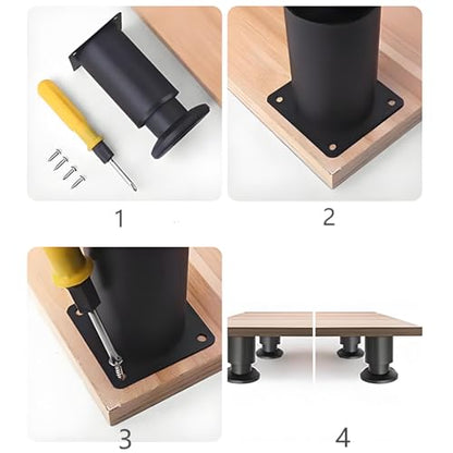 4Pcs Black Adjustable 9.64-16.6 Inch Metal Furniture Legs for Cabinet Sofa - color: Black, size: 9.64"-16.6"-Set of 4