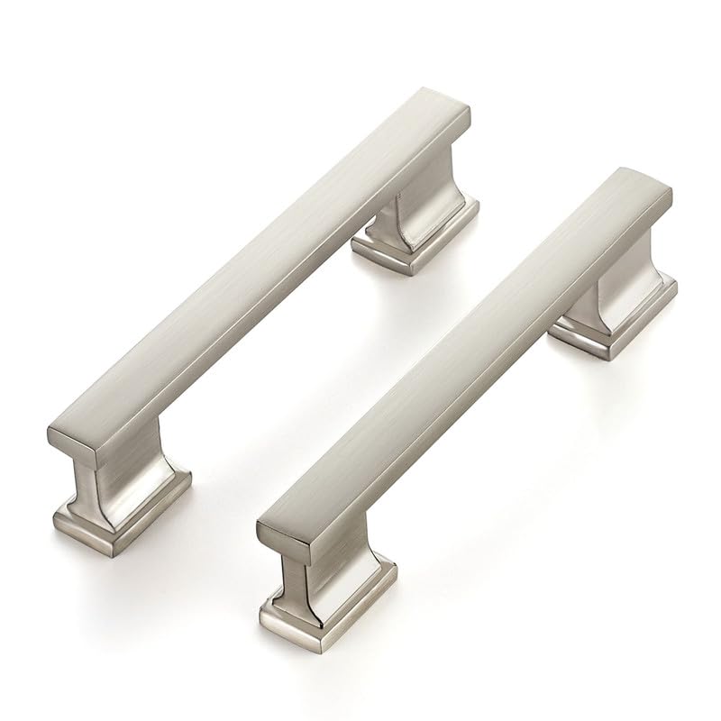 Brushed Nickel Cabinet Pulls, 3-3/4 Inch (96mm), 10 Pack, Heavy Duty - color: Brushed Nickel, size: 3-3/4" Hole Center