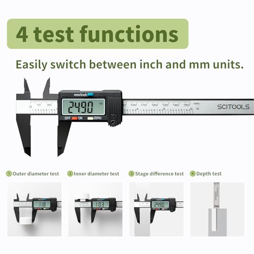 Digital Caliper 0-6" Measuring Tool, Micrometer Caliper with Auto-Off Feature, Interchangeable Between inches and millimeters for Jewelry Measurement and 3D Printing