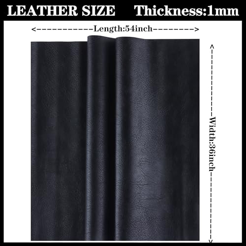 HGUAN Black Faux Leather Sheets 1 Yard Cut 54"x36" Suitable for Upholstery Furniture Seat, Handmade DIY Projects (Black) - color: Black, size: 54"X36"
