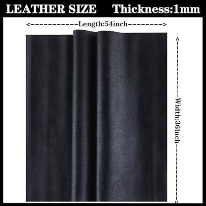 HGUAN Black Faux Leather Sheets 1 Yard Cut 54"x36" Suitable for Upholstery Furniture Seat, Handmade DIY Projects (Black) - color: Black, size: 54"X36"
