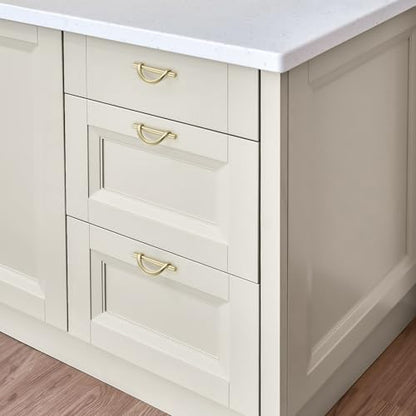 HOME EDIT Brushed Gold Cabinet Pulls Curved, 3-3/4 Inch/96 mm, 10 Pack - color: Brushed Brass, size: 3-3/4 Inch Hole Center