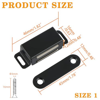Alise Magnetic Cabinet Latch Cabinet Door Catch Clasps Black,4Pcs - color: Black, size: 1-Small Size