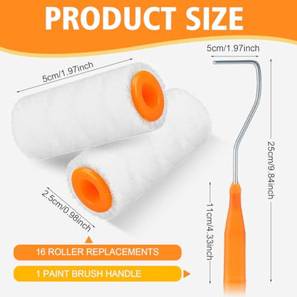 Honeydak 16 Pack Mini Paint Roller with Replacement Heads, 2 Inch - size: 2 Inch