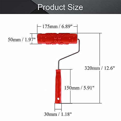 Utoolmart 7" Home Wall Rubber Paint Roller 175mm Wooden Grain Painting Roller with Plastic Handle 1Pcs - size: EG190T