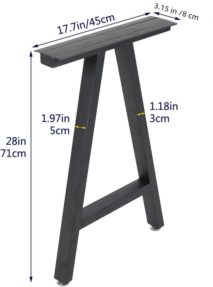 TIEOU Metal Legs for Table A Shape 28" H Tall Industrial Black Table Legs Heavy Duty Metal Desk Legs Set of 2(Without Boards) - size: A Shape-28"H