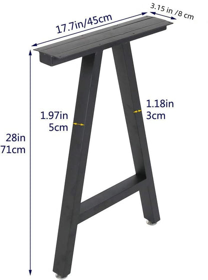 TIEOU Metal Legs for Table A Shape 28" H Tall Industrial Black Table Legs Heavy Duty Metal Desk Legs Set of 2(Without Boards) - size: A Shape-28"H