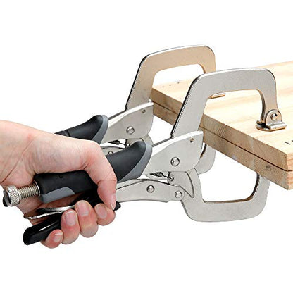 Amazon Basics Adjustable Metal Face Clamps for Woodworking, Welding, or Repairs, 3-inch Jaw Reach, Black/Silver, 2 Count (Pack of 6) - size: 11-Inch (Pack of 6)