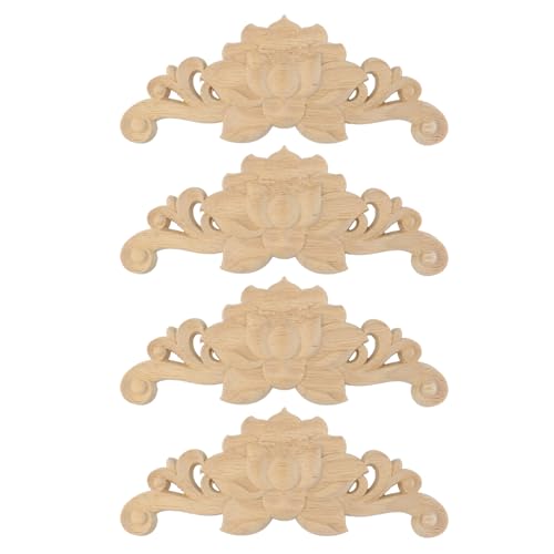 Antrader Wood Appliques,4Pcs Unpainted Wooden DIY Carved Onlays, Style 5 - style: Style 5