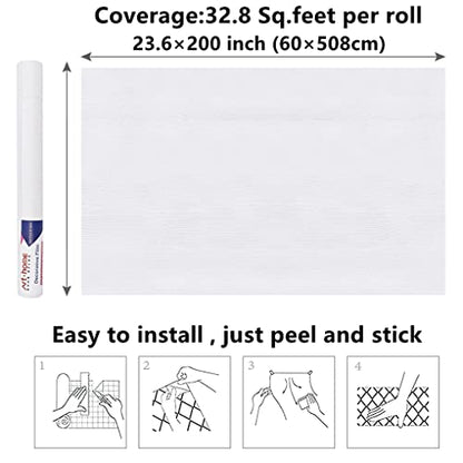 Arthome Peel and Stick Wallpaper - White Wood Contact Paper - White Wallpaper - Self-Adhesive, Removable and Waterproof for Cabinet, Countertop (23.6''x200'') - color: White Wood, size: 23.6" x 200"
