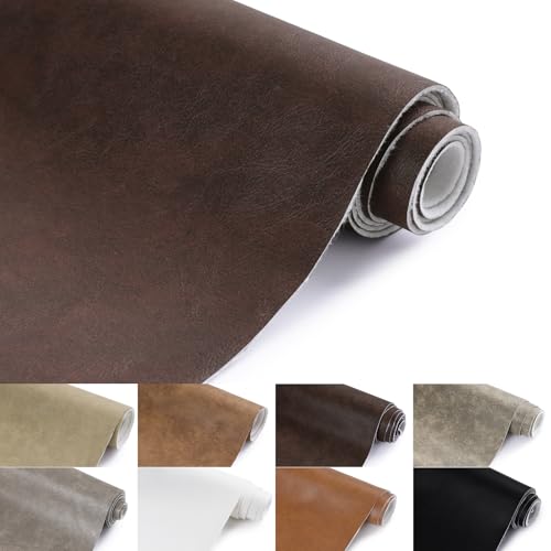 Faux Leather Vinyl Upholstery Fabric by The Yard 1.3mm Thick 1 Yard 55"x36" - color: Burgundy, size: 1 Yard