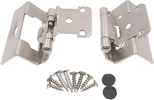 DecoBasics 1/2" Overlay Full Wrap Cabinet Hinges for Kitchen (5 Pair /10 Pcs) -Satin Brushed Nickel Full Wrap Around Self Closing Cabinet Hinges - style: 5 Pairs Pack /10 Pcs