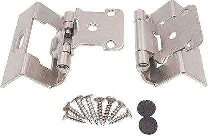 DecoBasics 1/2" Overlay Full Wrap Cabinet Hinges for Kitchen (5 Pair /10 Pcs) -Satin Brushed Nickel Full Wrap Around Self Closing Cabinet Hinges - style: 5 Pairs Pack /10 Pcs