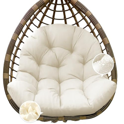 Egg Chair Cushion Replacement, Waterproof Outdoor Hanging Egg Chair Cushion Hammock Swing Chairs Cushions Pads, U-Shaped Thickened Cushions for Hanging Eggs Chairs, 47x33x7 Inches (Cream) - color: Cream