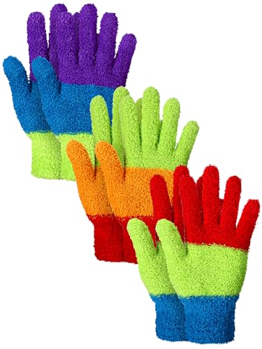 Patelai 3 Pairs Microfiber Dusting Gloves for Plants Leaf, Medium - color: Colorful, size: Medium