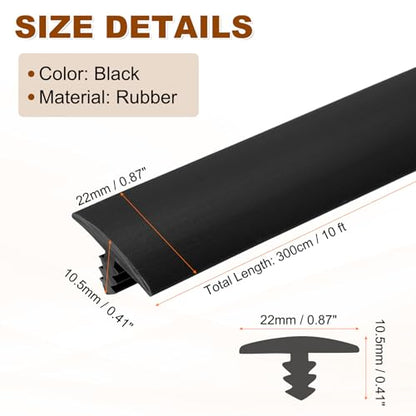 uxcell T Rubber Trim Molding 7/8 Inch x 10ft Edge Banding Trims Black - color: Black, size: 7/8 Inch x 10 ft