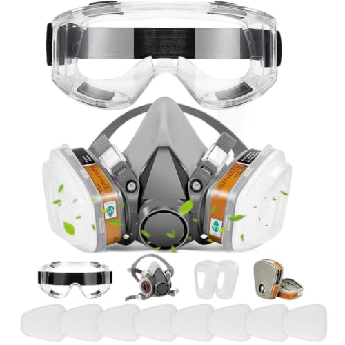 Reusable Half Face Respirator with Goggle for Paint, Epoxy Resin