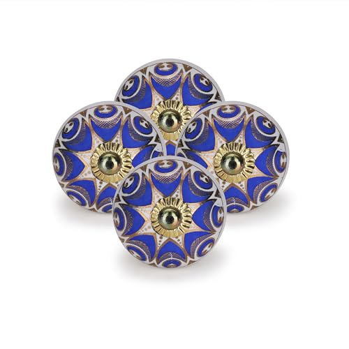 Navy Blue Ceramic Cabinet Knobs (Pack of 4) - color: Navy Blue, style: Art Deco