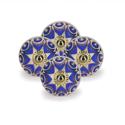 Navy Blue Ceramic Cabinet Knobs (Pack of 4) - color: Navy Blue, style: Art Deco