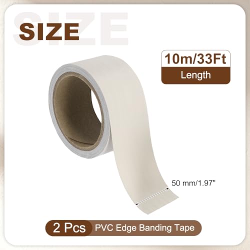 uxcell 2Pcs 2" x 33 ft PVC Edge Banding Tape, Cream - color: Cream, size: 2" x 33 ft