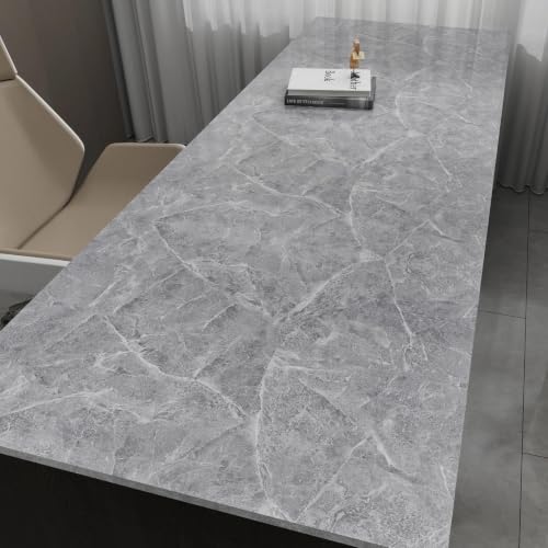 Glossy Grey Marble Contact Paper for Countertops Peel and Stick Wallpaper - color: Gray, size: 23.6" x 196"