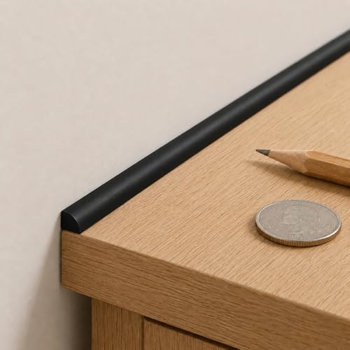 0.25" x 0.25" Mini Quarter Round Molding,20FT Self Adhesive Flexible Trim for Small Gaps, Countertop Wall Seam, Window Sill, Desk & Cabinet Edge, Peel and Stick Finishing Strip - color: Black, size: 1/4 in x 20 ft